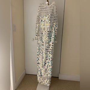 Embellished Mesh Long Dress